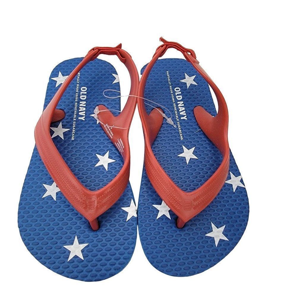New Americana Sandals Unisex Toddler 7 Flip Flops Red White Blue‎ Stars New